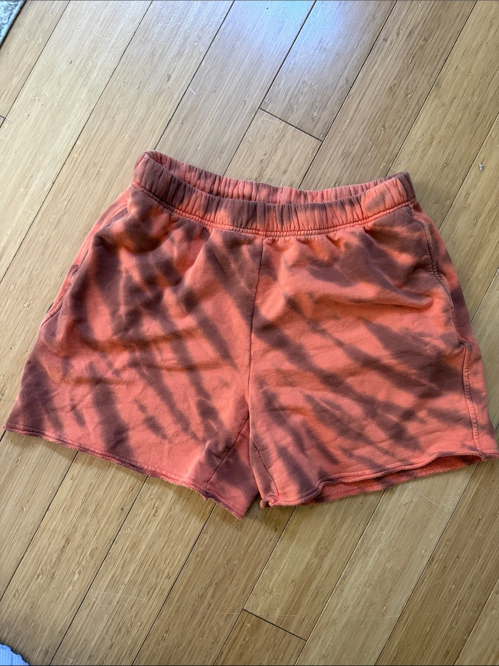 Good American Coral Orange Athletic Drawstring Shorts